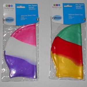 2 Pro Sport Series Multi Color Silicone Swim Caps